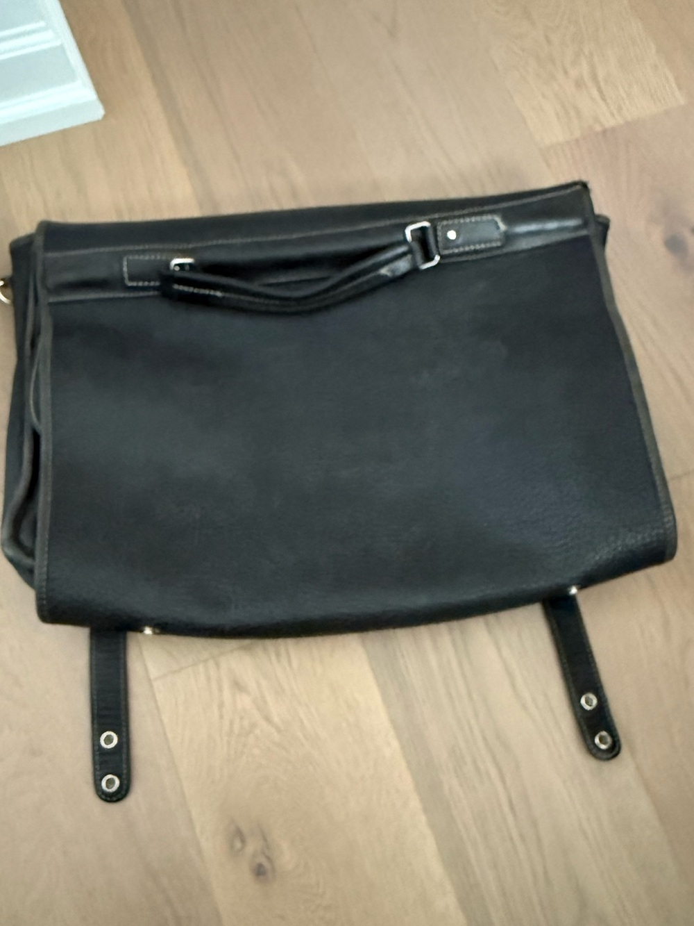 Men's Black Leather Briefcase Carry Bag